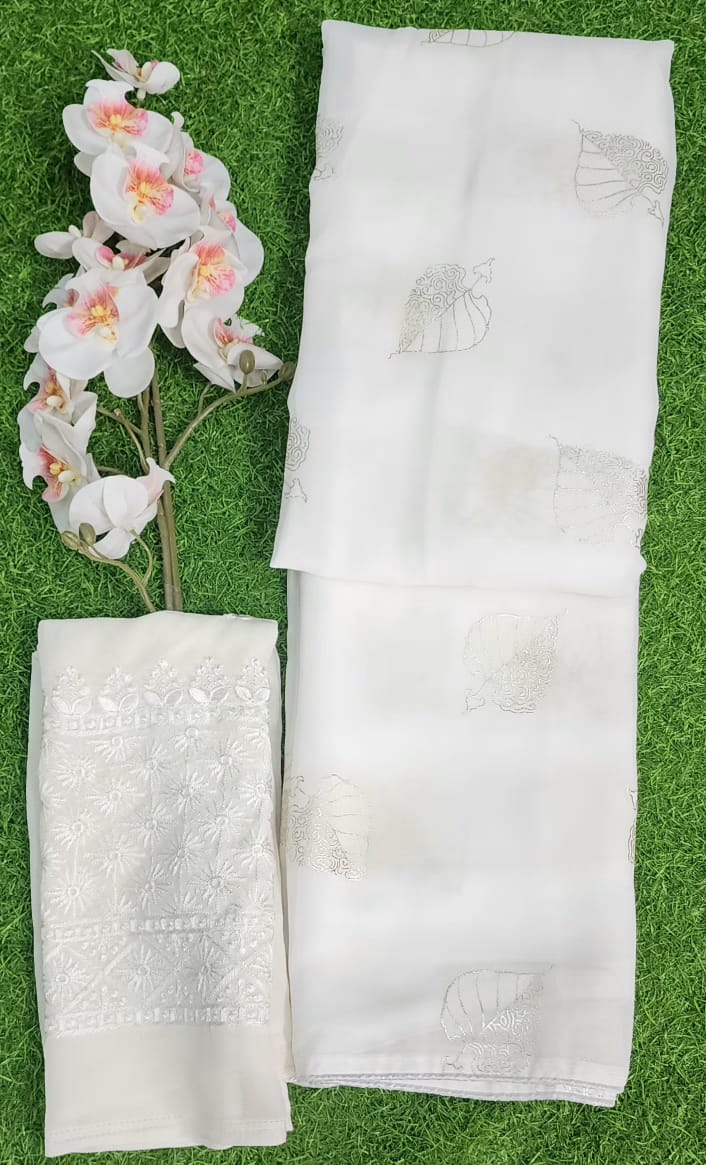 Laser Silver Print-Blouse Embroidery