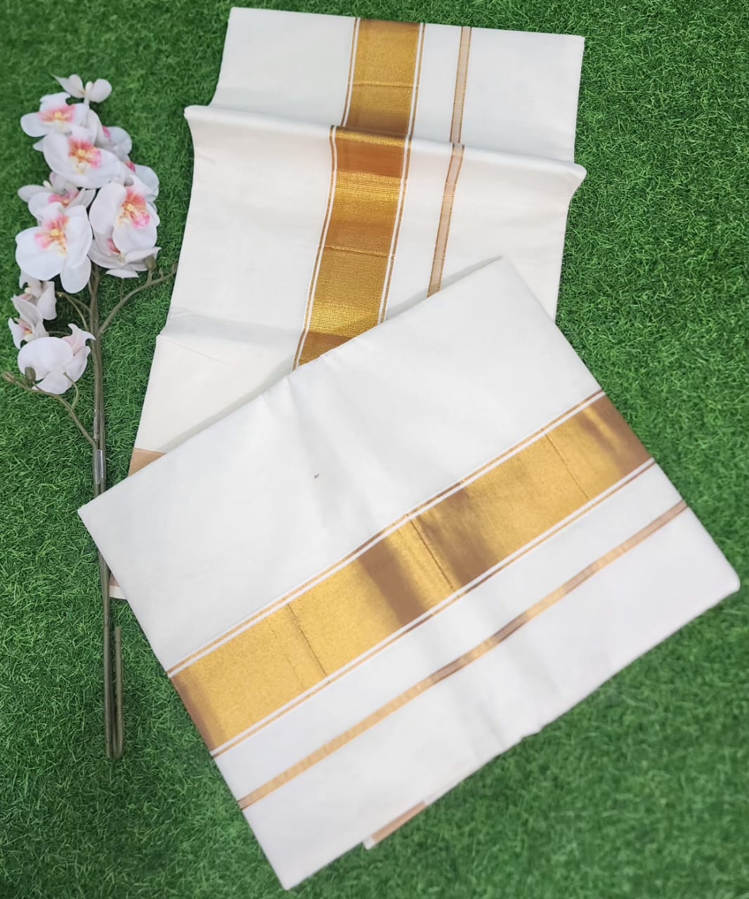 Kerala Cotton Gold Zari Border